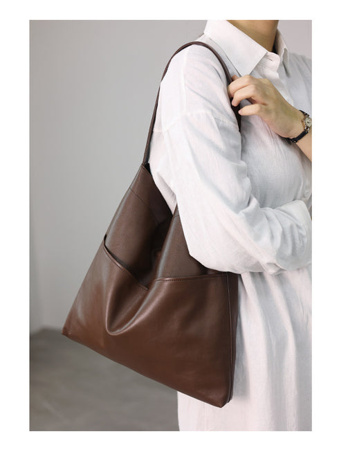 Lilian Genuine Leather Sheepskin Minimalist Style Tote Bag - Zafari Studio Jewelry